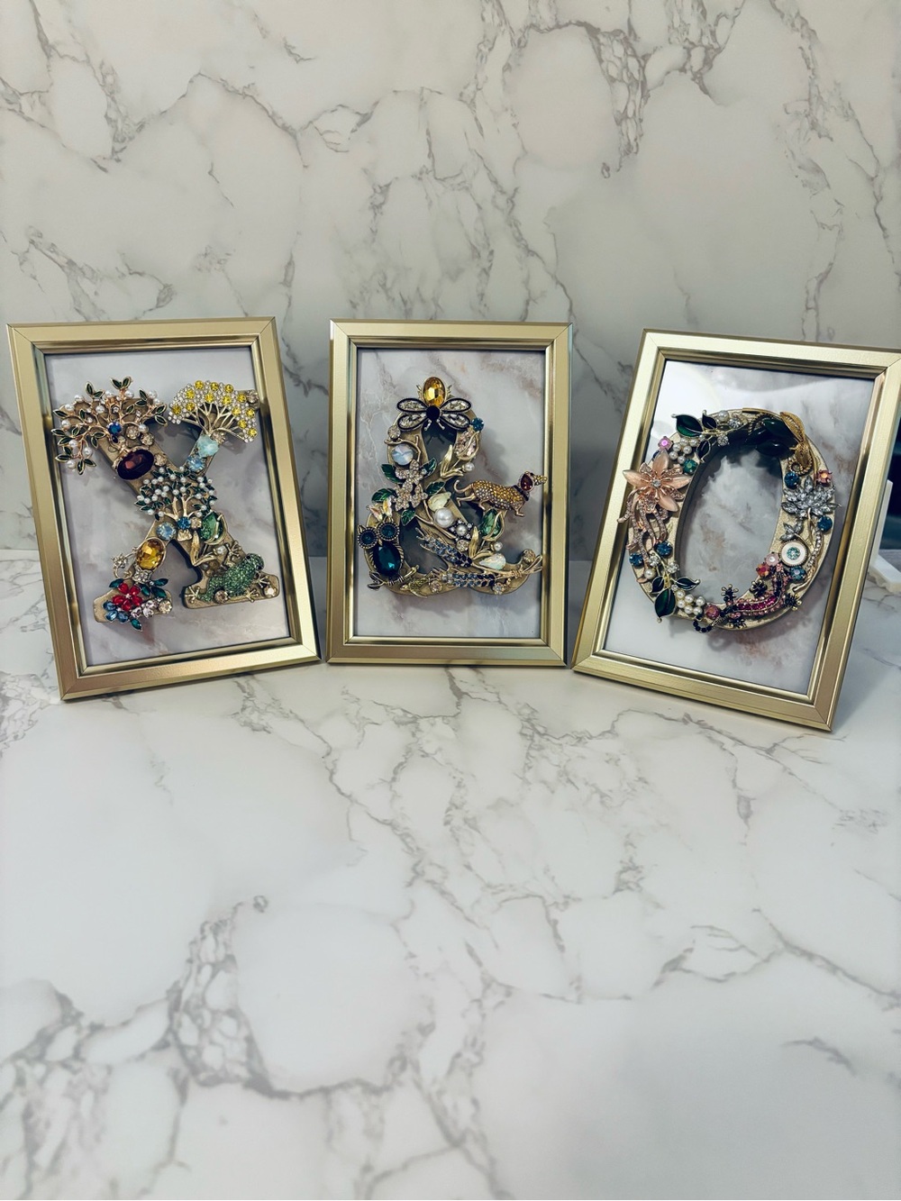 Bejeweled Letter Trio Wall Art - X & O.
